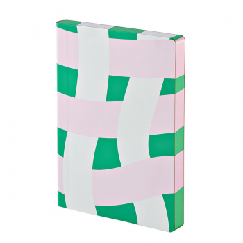 Nuuna, Notizbuch,Flex-Cover aus recyceltem Leder Seiten Punktraster,Picknick, bedruckt grün, rosa
